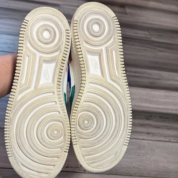 Nike Women Air Force 1 Low Sneakers - White, Green, Orange - Picture 6 of 12